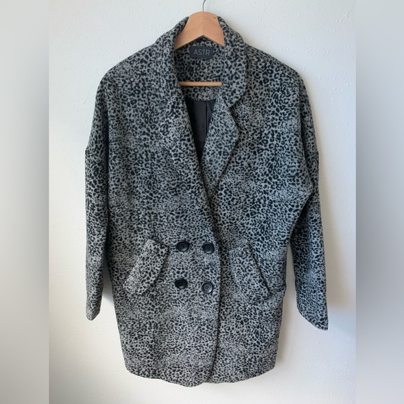 ASTR Cheetah Leopard Print Coat Jacket black and grey size S - Picture 1 of 6